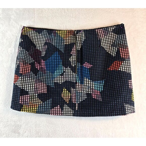 Trina Turk Mini Skirt Pencil Geometric Sz 12 Black Multi Color Mod 60s-70s Style - Picture 2 of 13